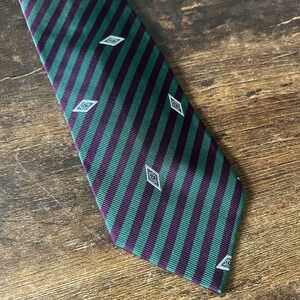 Chanel Paris Mens Silk Tie Purple Green Striped Diamond Made in Italy